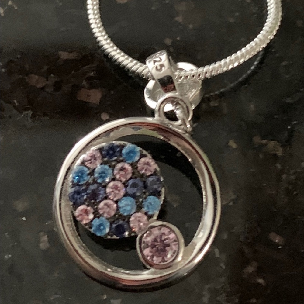 Three colors Topaz 925 sterling silver pendant
